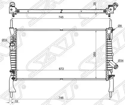 Радиатор системы охлаждения двигателя SAT SG-FD0006-06