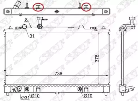 Радиатор системы охлаждения двигателя SAT SG-MZ0005-2