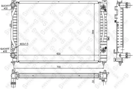 Радиатор системы охлаждения двигателя STELLOX 10-25063-SX