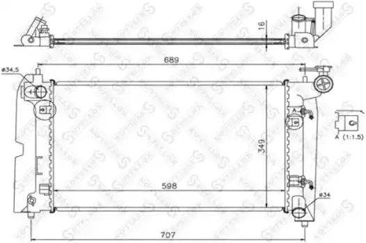 Радиатор системы охлаждения двигателя STELLOX 10-25067-SX