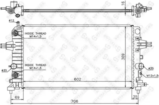 Радиатор системы охлаждения двигателя STELLOX 10-25400-SX