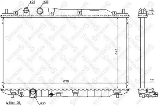 Радиатор системы охлаждения двигателя STELLOX 10-25421-SX