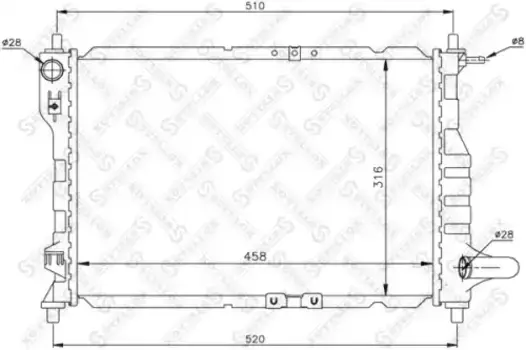 Радиатор системы охлаждения двигателя STELLOX 10-25435-SX