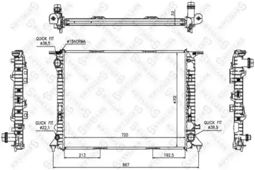 Радиатор системы охлаждения двигателя STELLOX 10-25520-SX