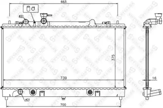 Радиатор системы охлаждения двигателя STELLOX 10-25852-SX