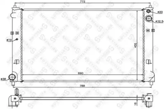 Радиатор системы охлаждения двигателя STELLOX 10-25855-SX