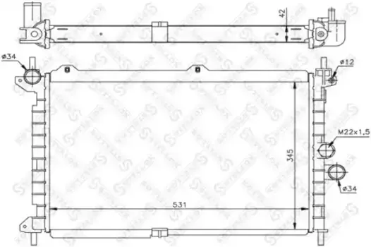 Радиатор системы охлаждения двигателя STELLOX 10-26050-SX