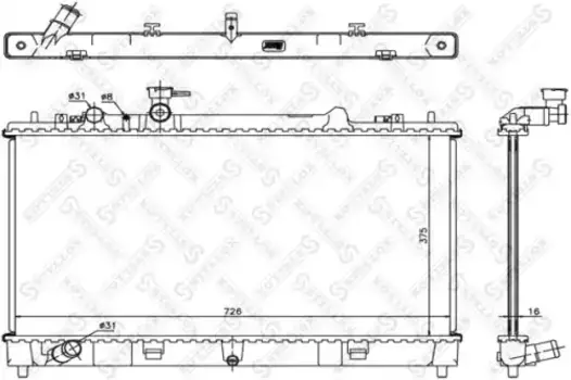 Радиатор системы охлаждения двигателя STELLOX 10-26702-SX