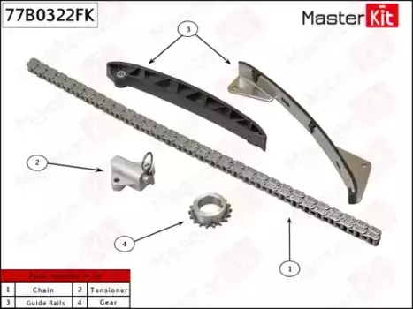 рем.к-кт ГРМ! цепной со звездочкой\ Geely Emgrand EC7 JLy-4G15/JLy-4G18 77B0322FK MASTERKIT