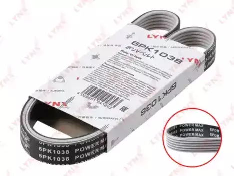 Ремень поликлиновой 1038 мм 6 ручьев LYNXAUTO 6PK1038