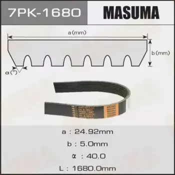 Ремень поликлиновой 1680 мм 7 ручьев MASUMA 7PK-1680