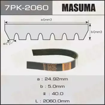Ремень поликлиновой 2060 мм 7 ручьев MASUMA 7PK-2060