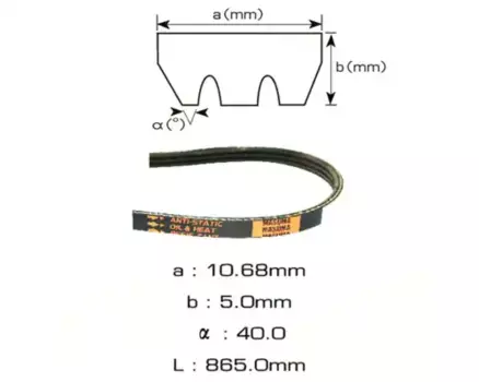 Ремень поликлиновой 865 мм 3 ручьев MASUMA 3PK-865
