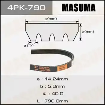 Ремень поликлиновой 790 мм 4 ручьев MASUMA 4PK-790