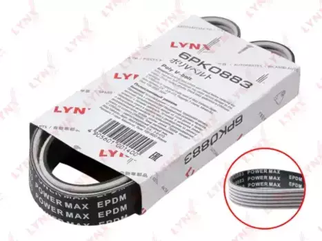 Ремень поликлиновой 883 мм 6 ручьев LYNXAUTO 6PK0883