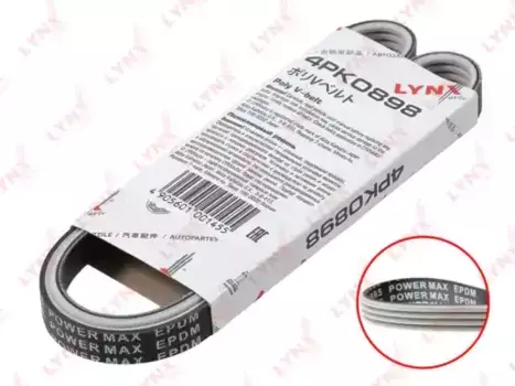 Ремень поликлиновой 898 мм 4 ручьев LYNXAUTO 4PK0898