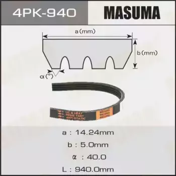 Ремень поликлиновой 940 мм 4 ручьев MASUMA 4PK-940