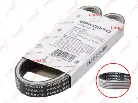 Ремень поликлиновой 970 мм 6 ручьев LYNXAUTO 6PK0970