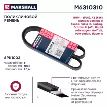 Ремень поликлиновой MARSHALL M6310310