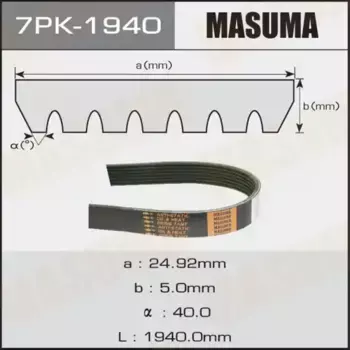 Ремень поликлиновой MASUMA 7PK-1940
