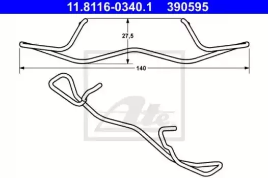 ремк-т торм.колодок! крепеж 1 шт.\ Audi A3, Citroen C5, Ford Focus 1.2-3.0i/D 01> 11.8116-0340.1 ATE
