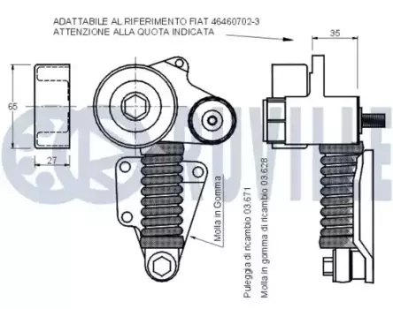 ролик натяжной! c механизмом натяжения\ Alfa Romeo 156/166, Lancia Kappa/Thesis 2.4JTD 96> 541065 RUVILLE
