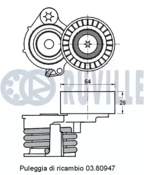 ролик натяжной c механизмом натяжения!\ BMW E81/E87/E90/E91/E92 2.0D/3.0D 04> 541644 RUVILLE