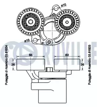 ролик натяжной с механизмом натяжения!\ BMW E71/E72/E84/F01/F07/F10/F12 3.0D 09> 542589 RUVILLE