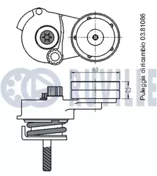 ролик натяжной с механизмом натяжения!\ Opel Astra/Vectra 1.6/1.8 00> 541784 RUVILLE