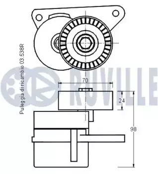 ролик натяжной с механизмом натяжения!\ Renault Laguna/Safrane, Volvo S40-S80 2.0-2.5 95> 540828 RUVILLE