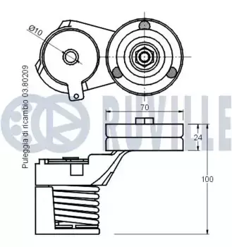 ролик натяжной! с механизмом натяжения\ VW Bora/Golf IV 1.4/1.6 16V 00> 540897 RUVILLE