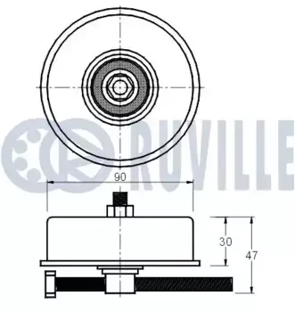 ролик обводной ремня генератора!\ Hyundai Sonata 91>, Mitsubishi Pajero 3.0 V6 91> 540694 RUVILLE