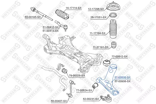 Рычаг подвески STELLOX 57-00935-SX слева Hyundai i40 CW (VF) 2011/07>