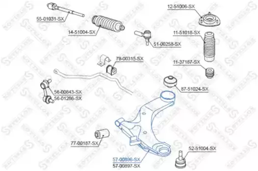 Рычаг подвески STELLOX 57-00896-SX слева Hyundai Matrix 01>