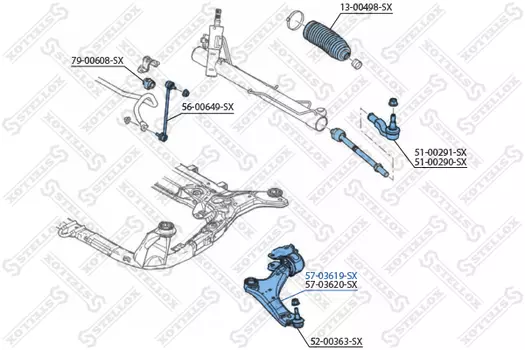 Рычаг подвески STELLOX 57-03619-SX слева Land Rover Freelander 3.2 06>