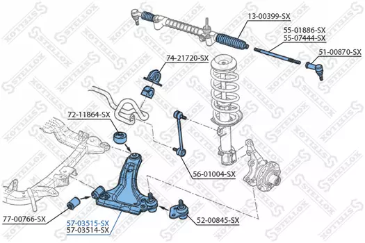 Рычаг подвески STELLOX 57-03515-SX слева Opel Corsa 00>