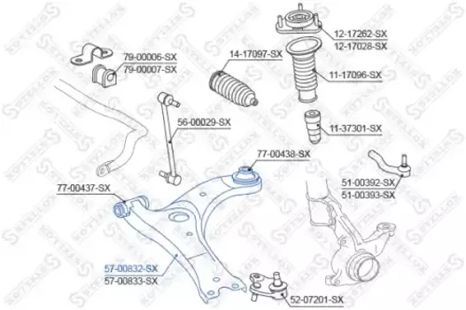 Рычаг подвески STELLOX 57-00832-SX слева Toyota Auris/Corolla 06>