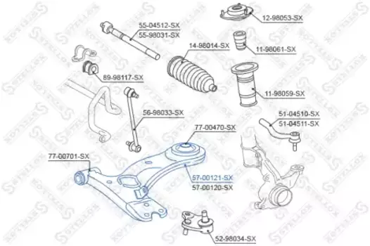 Рычаг подвески STELLOX 57-00121-SX слева Toyota RAV 4 II/III all 00>