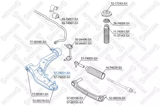 Рычаг подвески STELLOX 57-74021-SX слева нижний