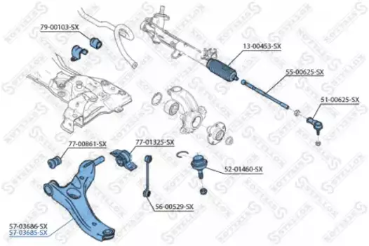 Рычаг подвески STELLOX 57-03685-SX справа нижний Ford Transit 1.8 16V/1.8Di/1.8TDCi 02>