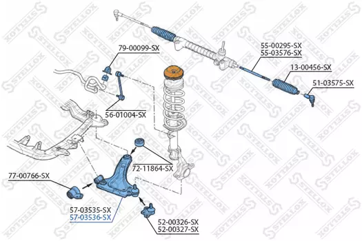 Рычаг подвески STELLOX 57-03536-SX справа нижний Opel Meriva 03>