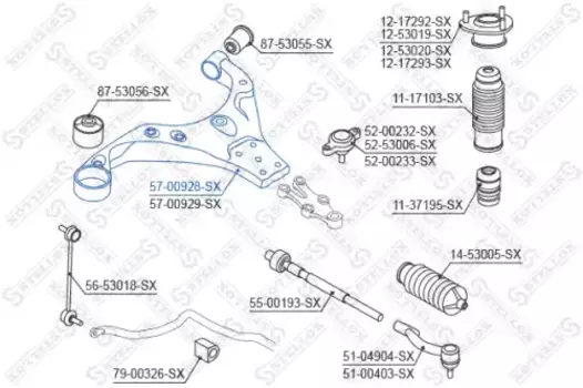 Рычаг подвески STELLOX 57-00928-SX спереди слева Hyundai Tucson all 04>