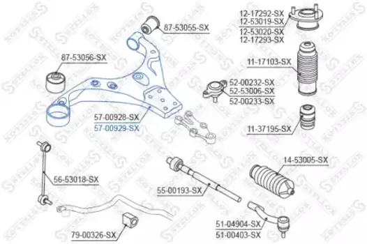 Рычаг подвески STELLOX 57-00929-SX спереди справа Hyundai Tucson all 04>