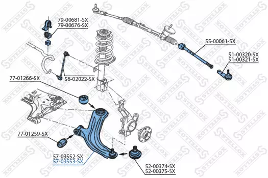 Рычаг подвески STELLOX 57-03553-SX спереди справа Renault Kangoo 1.6/1.5DCi 08>