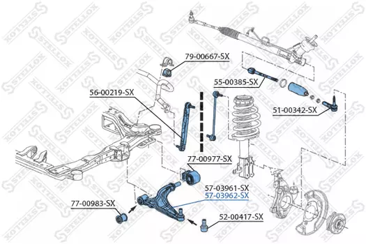 Рычаг подвески STELLOX 57-03962-SX спереди справа Chevrolet Cruze 1.6 83Kw/Cruze 1.8 10>