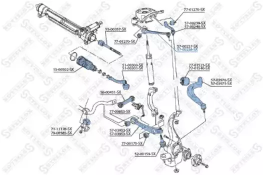 Рычаг подвески STELLOX 57-00238-SX справа передний верхний Audi A4 1.8-2.0TFSi/2.0-3.0TDi 07>