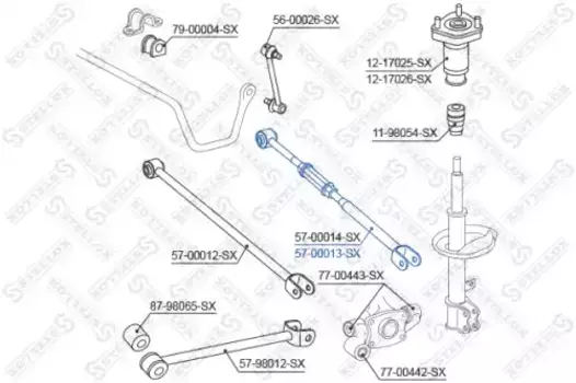 Рычаг подвески STELLOX 57-00013-SX сзади справа задняя ось Toyota Camry 2.4 16V/3.5 24V 06>