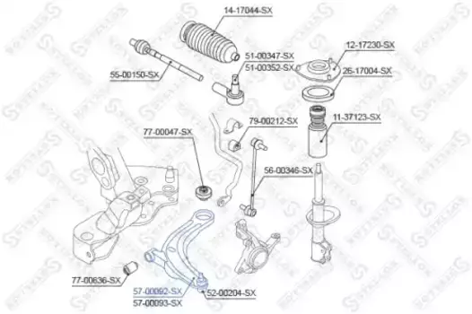 Рычаг подвески STELLOX 57-00092-SX слева нижний Mitsubishi Outlander 2.0/2.4 02>