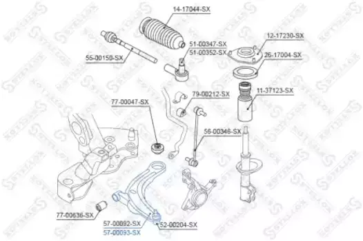 Рычаг подвески STELLOX 57-00093-SX справа нижний Mitsubishi Outlander 2.0/2.4 02>