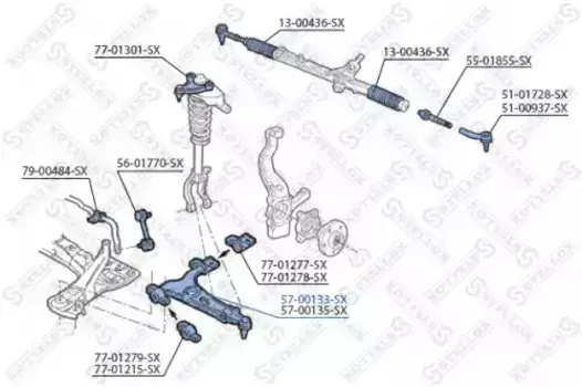 Рычаг подвески STELLOX 57-00133-SX слева нижний Alfa Romeo 147/156 all 97>